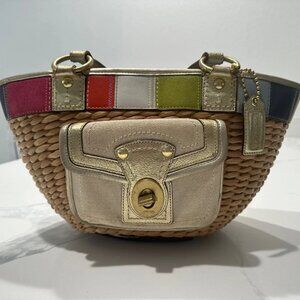 2006 Coach Limited Edition Jasmine Woven, Leather & Canvas Tote